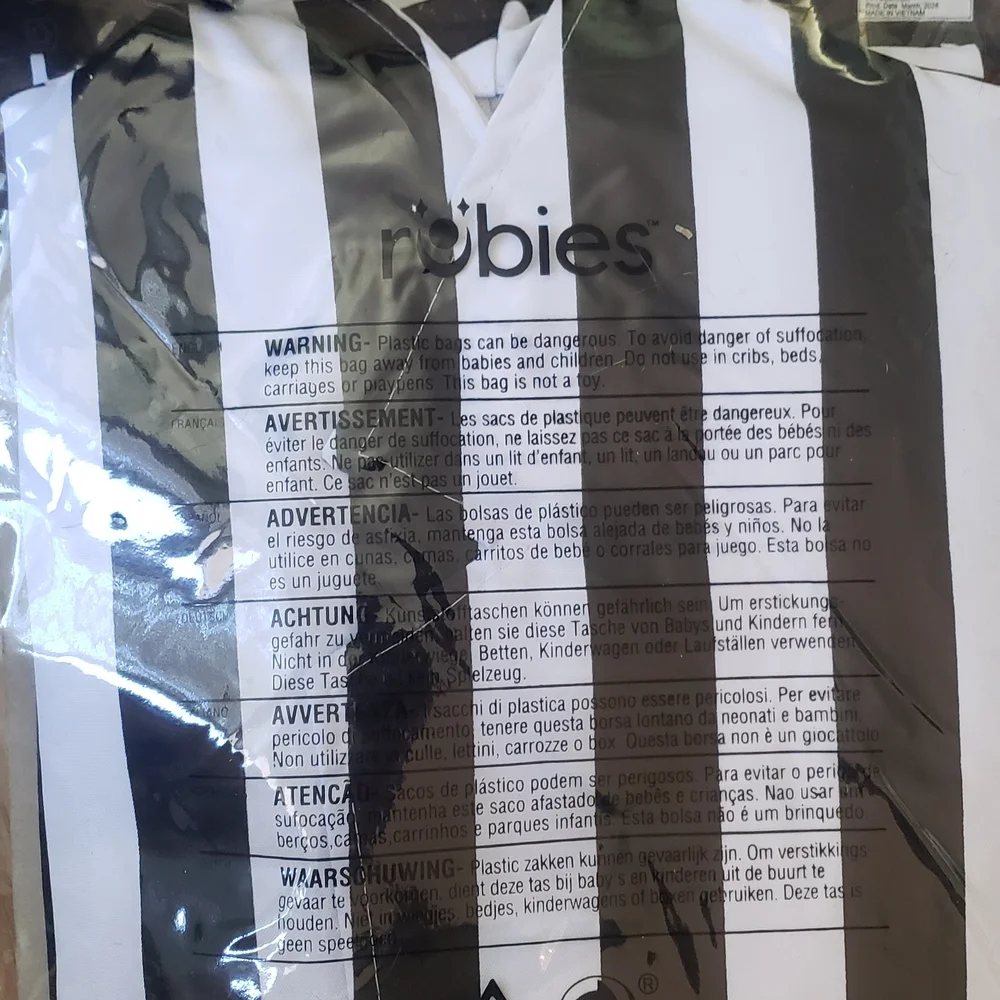 NWT Rubie's Beetlejuice Black and White Striped Adult XL Costume No Wig